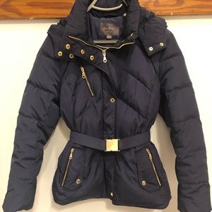 Cole Haan Detachable Hooded Down Puffer Coat Navy
